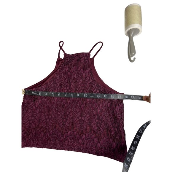 kendall kylie small wine thin strap sleeveless floral lace crop top Dd541 - Picture 6 of 10